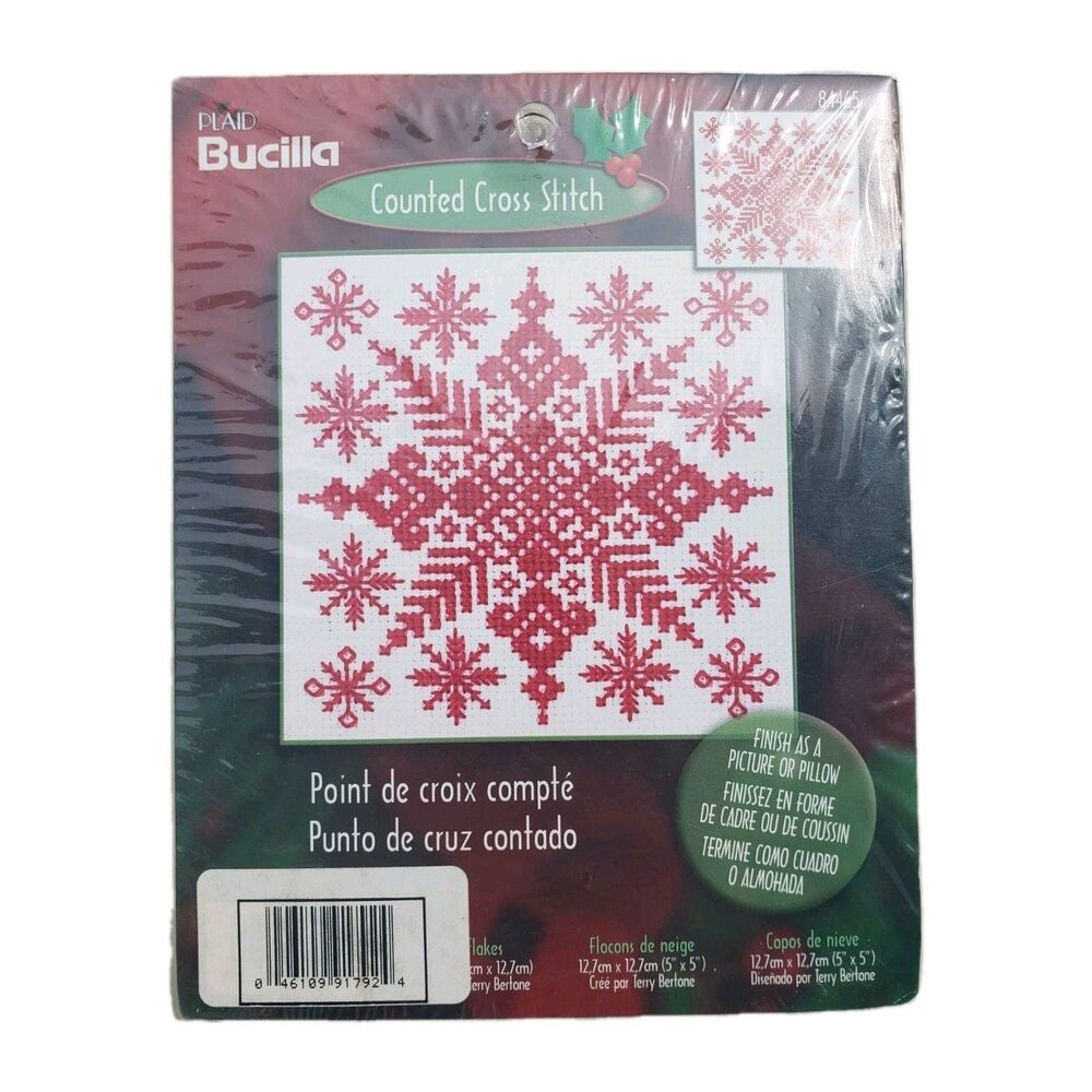 Bucilla Counted Cross Stitch Kit Christmas Snowflakes 5x5 #84465 Sealed 2001